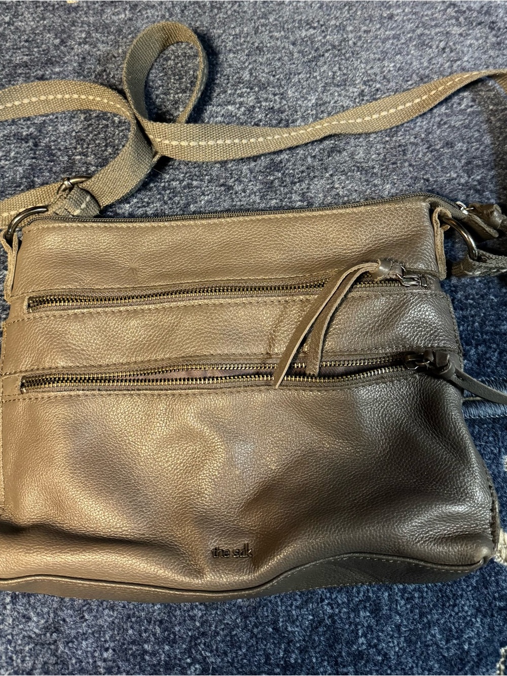 The Sak Grey Pebbled Leather Crossbody Bag